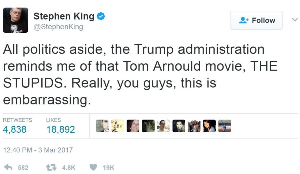 Screengrab of tweet by @StephenKing