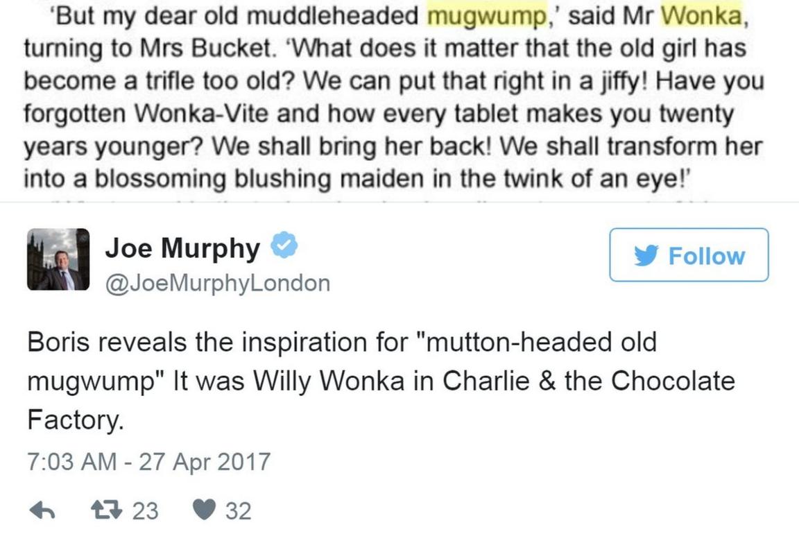 Screen grab of tweet by @JoeMurphyLondon