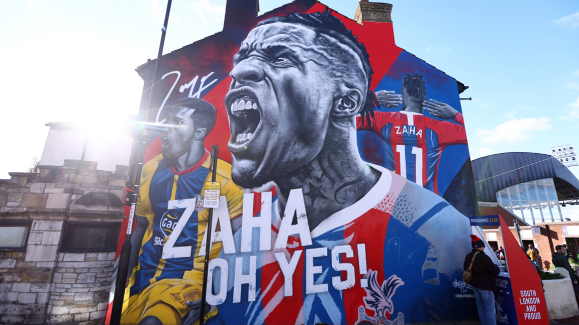 A mural of Wilfried Zaha close to Crystal Palace's Selhurst Park ground