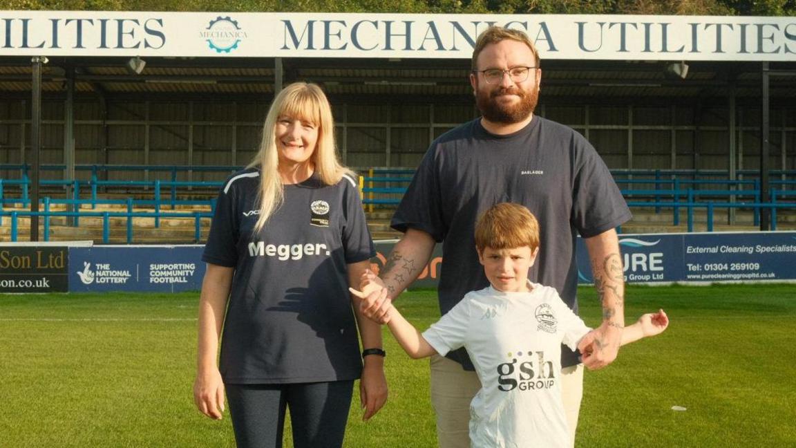 Vikki Pawley and Patrick Verrill at Crabble football ground