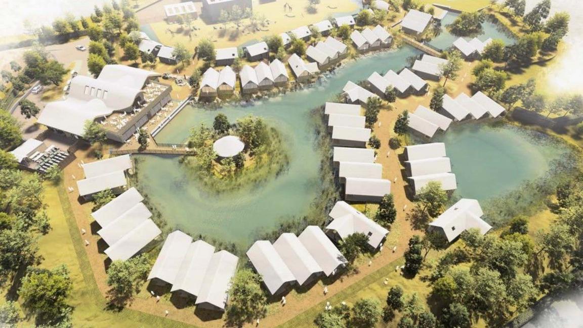 Previous artist impression of the  savannah and lodges 