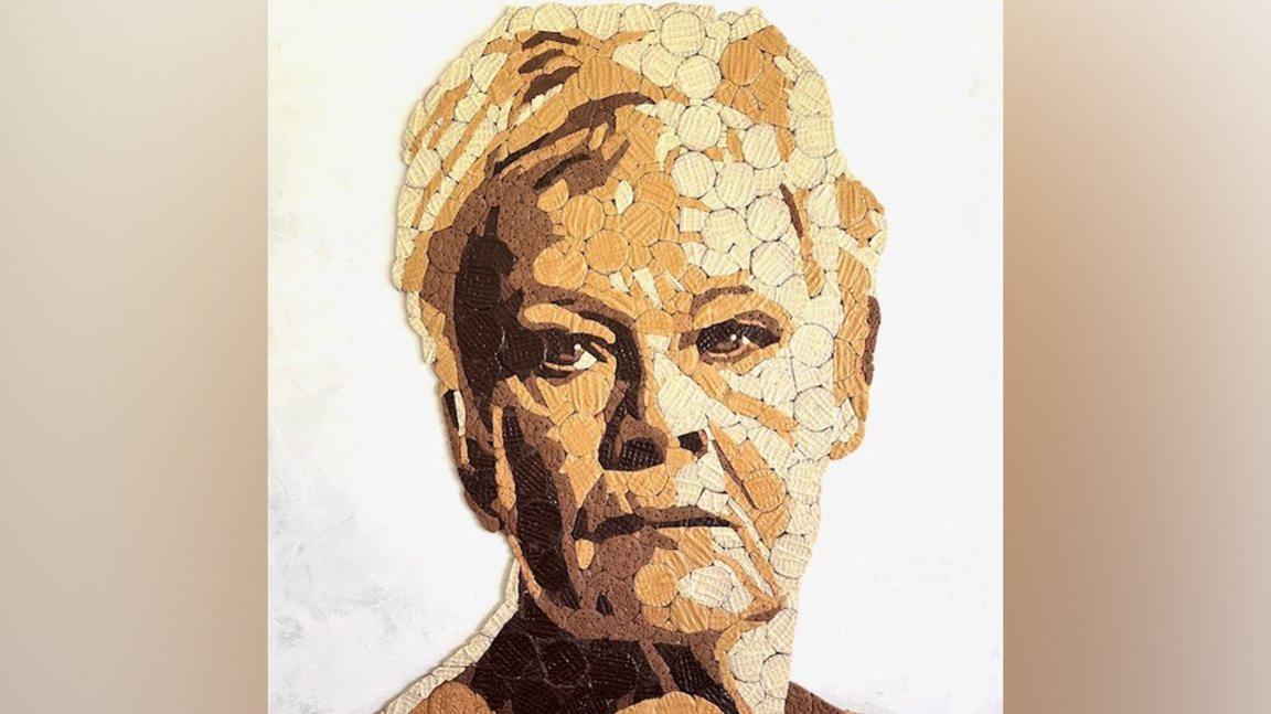 Judi Dench's portrait made up of biscuits