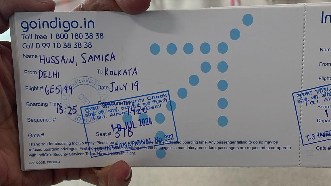 Handwritten boarding pass