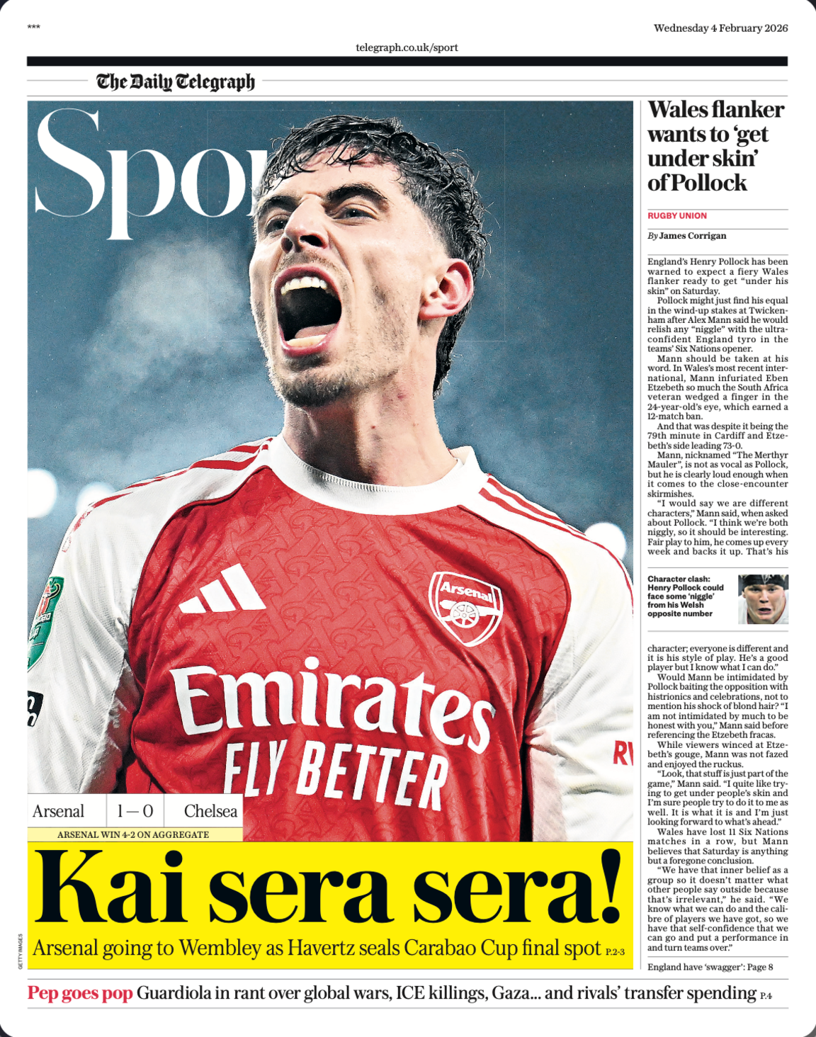 Telegraph back page