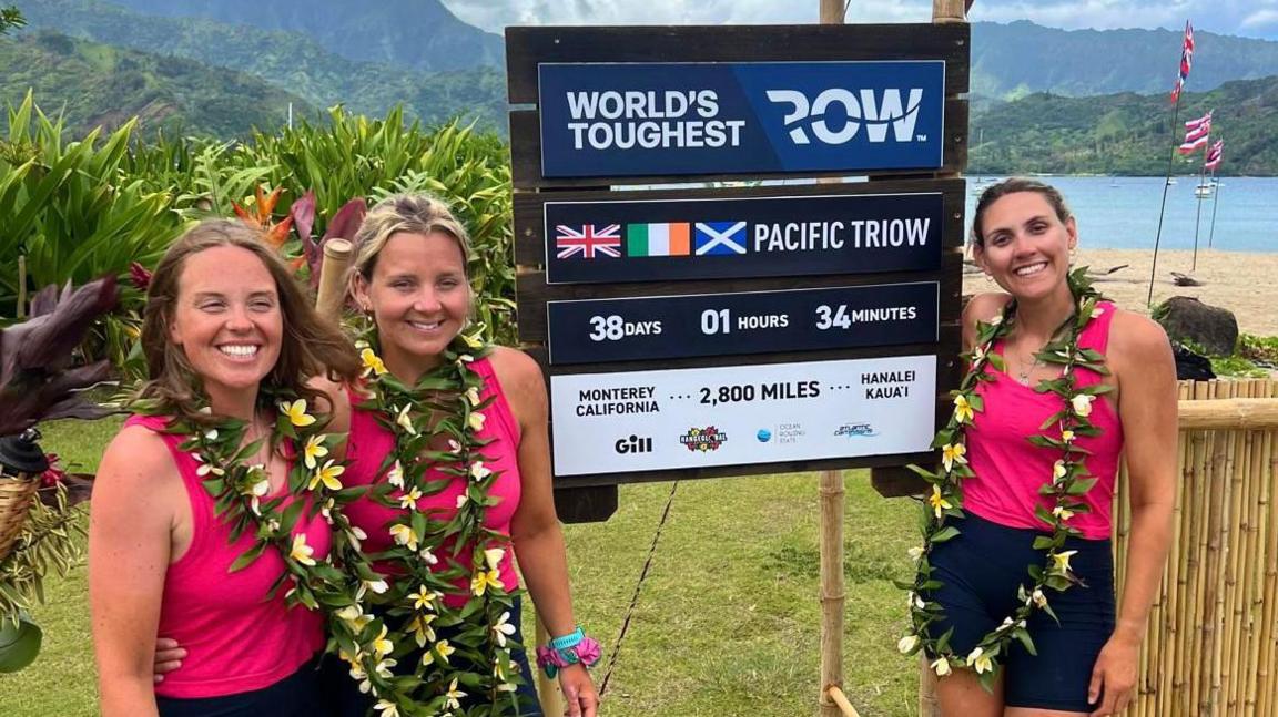 Jessica, Taylor and Charlotte after arriving in Hawaii