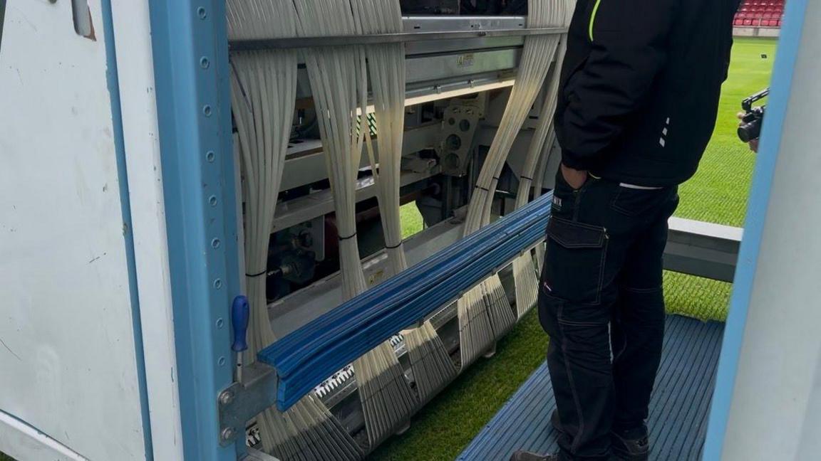 The sewing machine in action at the Brandywell