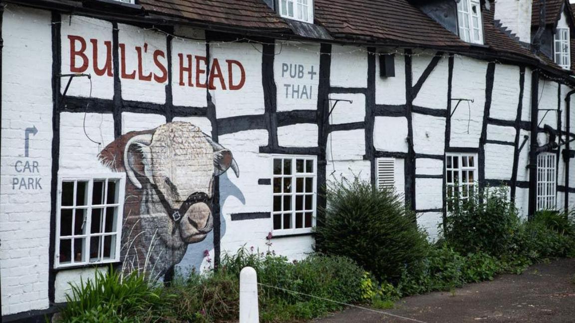 The mural on the pub