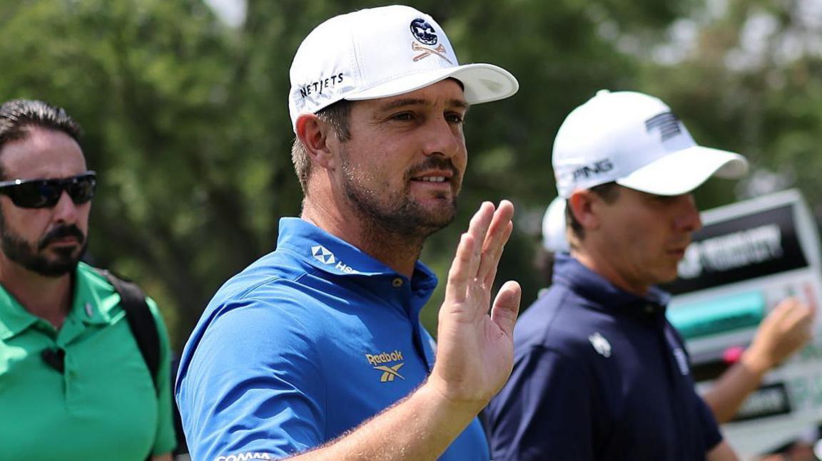 Bryson DeChambeau waves to the crowd during day one of LIV Golf Mexico City at Club de Golf Chapultepec