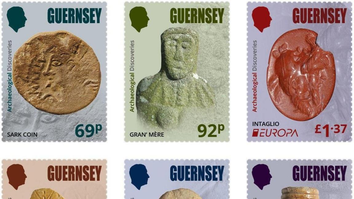 A series of stamps depicting archeological finds. 