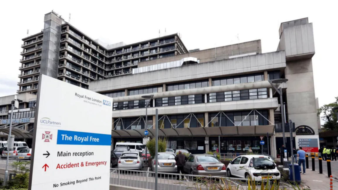 Outside the Royal Free hospital in London