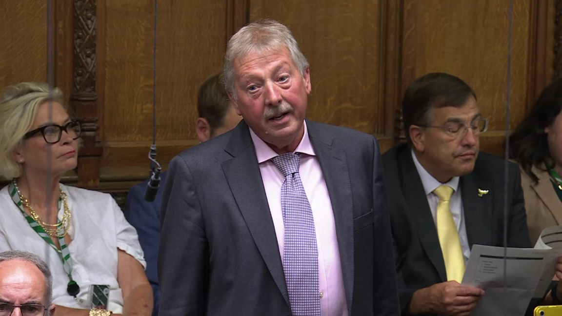 DUP MP Sammy Wilson standing up in the House of Commons