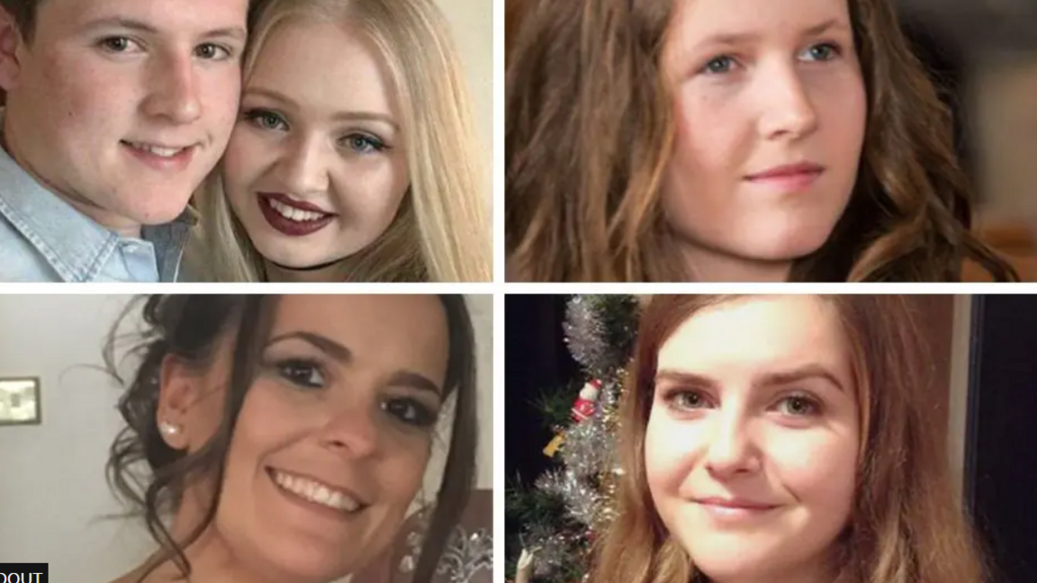 (Deasail bhon chlì gu h-àrd) Liam Curry, Chloe Rutherford, Megan Hurley, Kelly Brewster, agus Eilidh NicLeòid