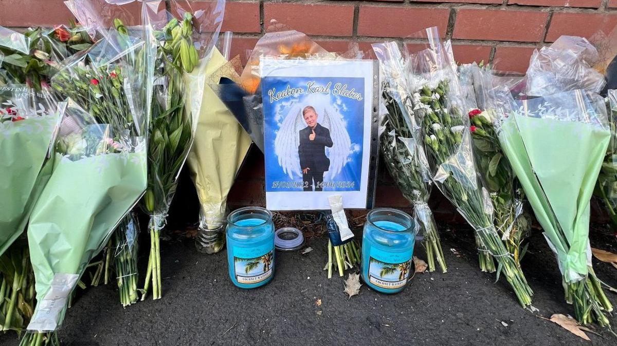 Floral tributes at the roadside