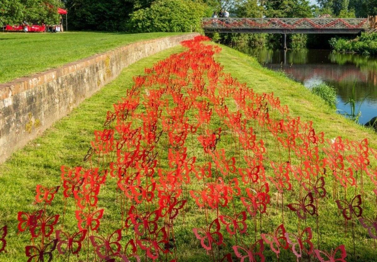 Red metal butterflies