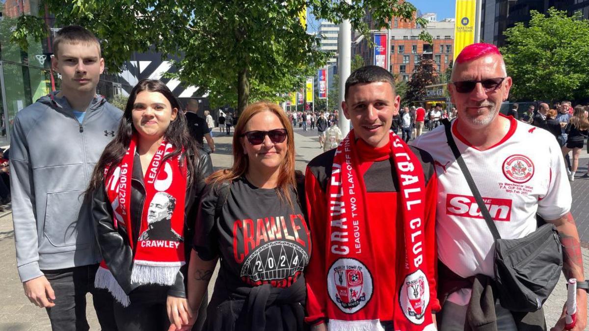 Aiden Wood with Casey, Tracey, Alex and Nigel Jubb, from Crawley