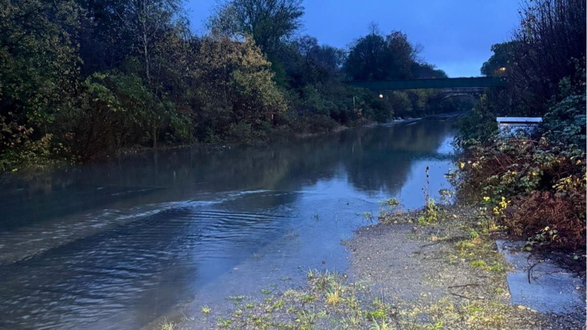 Flooding over railway tracks