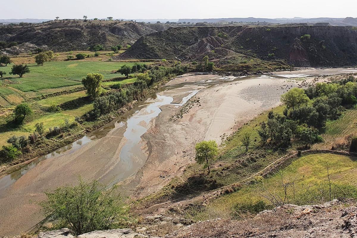 The river close to Bela, looking across to the "echoing hill"