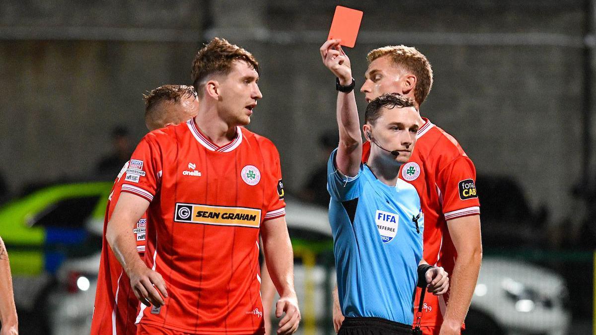 Michael Glynn receives red card