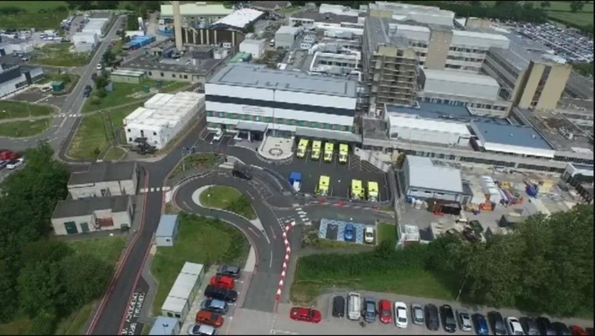 An aerial view of Glan Clywd Hospital