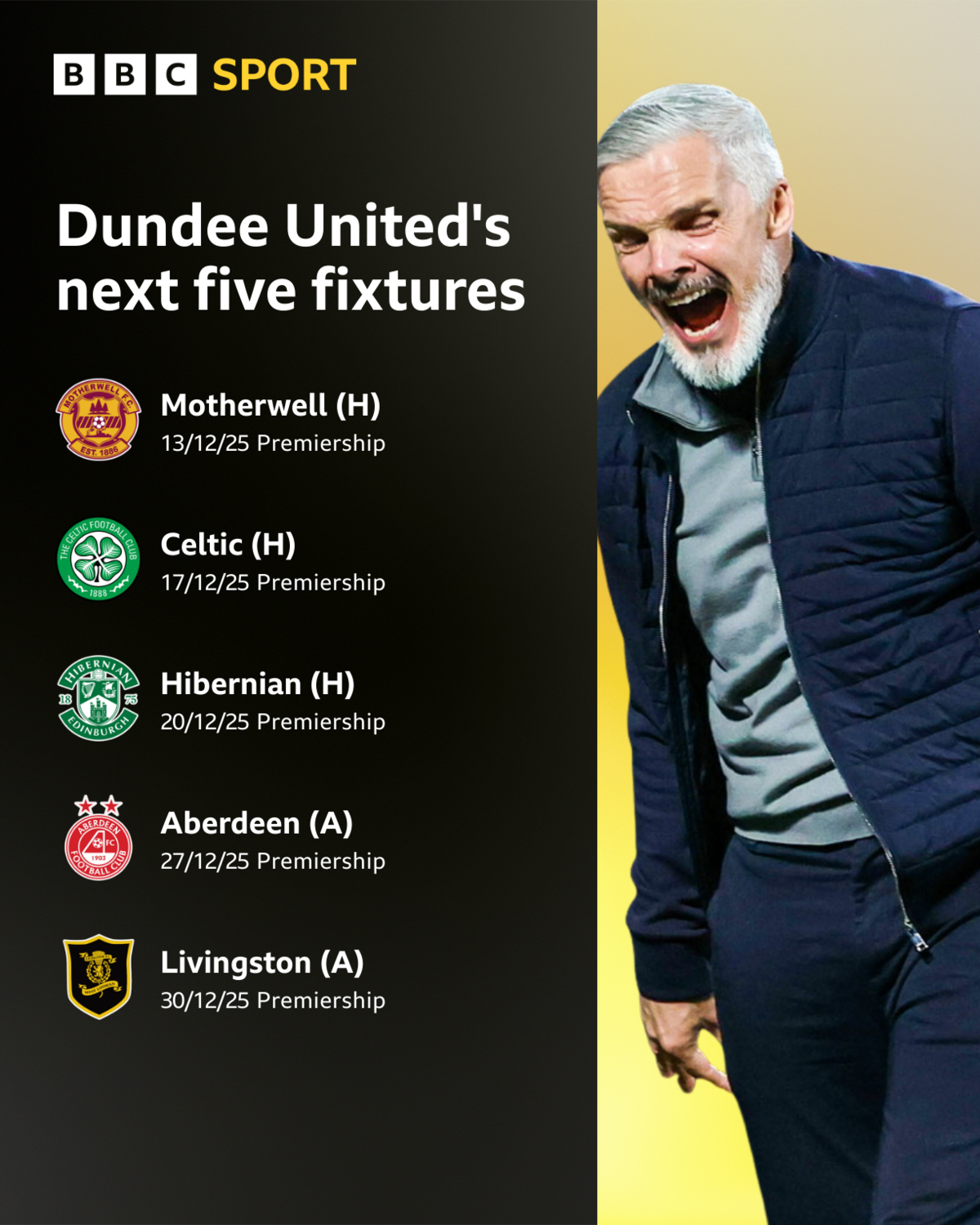 Dundee United's next five fixtures