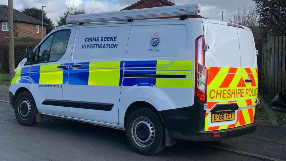 A Cheshire Police van bearing the words Crime Scene  Investigation 