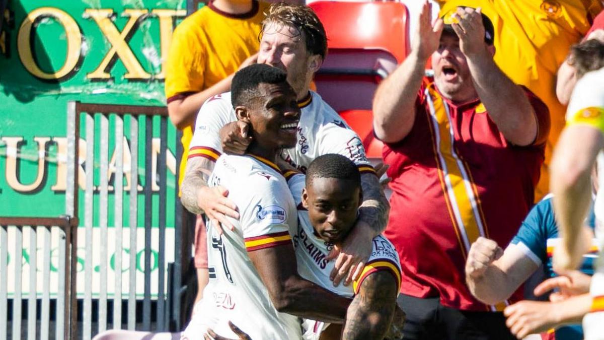 Moses Ebiye celebrates a goal