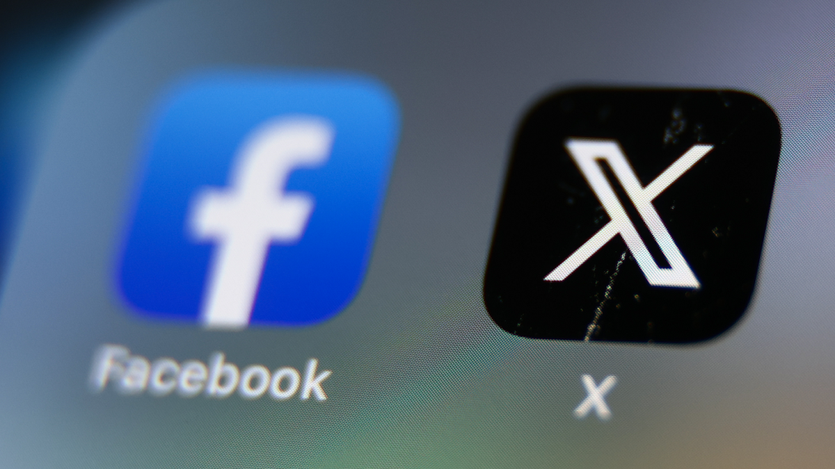 A phone screen showing icons for the Facebook and X apps