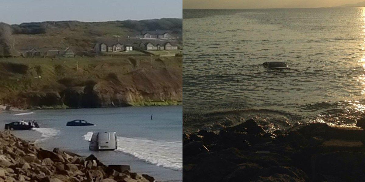 Cars caught in the tide at Rossnowlagh beach in May 2016