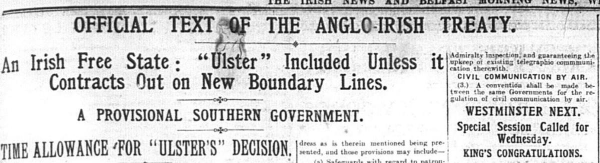 Irish News from7 December 1921