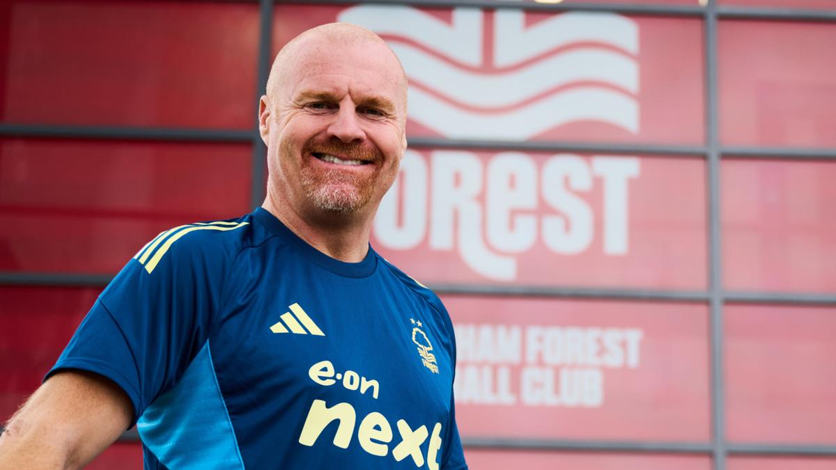 New Nottingham Forest boss Sean Dyche smiles at his first training session