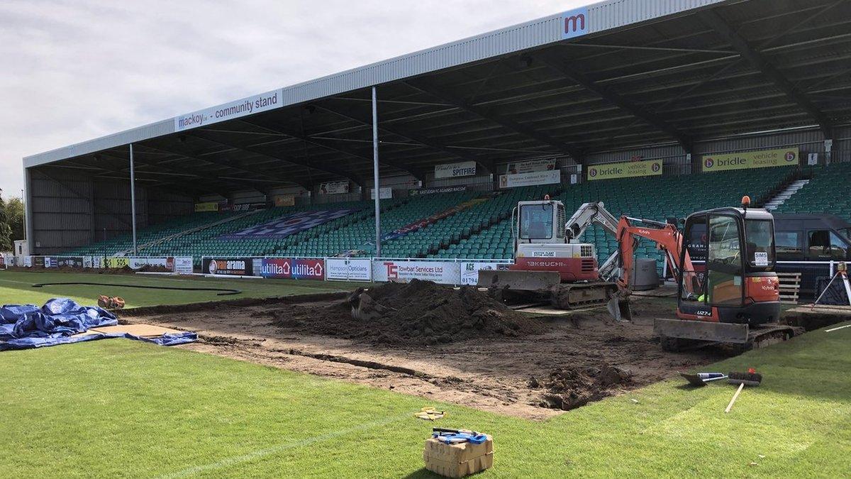 Eastleigh repair troubled section of Silverlake Stadium pitch