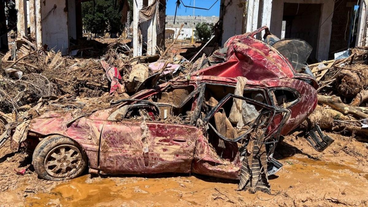 Car in flood aftermath