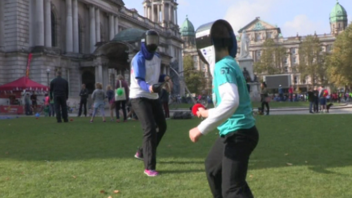 Fencing takes place at Belfast City Hall