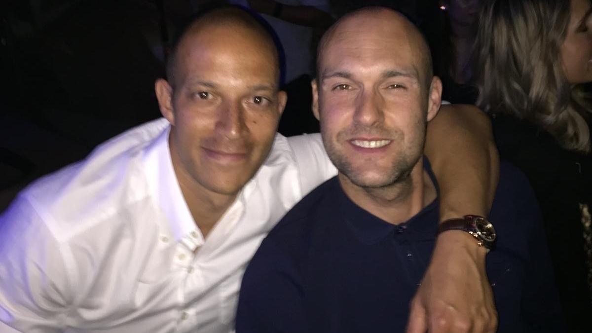 Bobby Zamora with his arm round long-time friend Luke Williams 