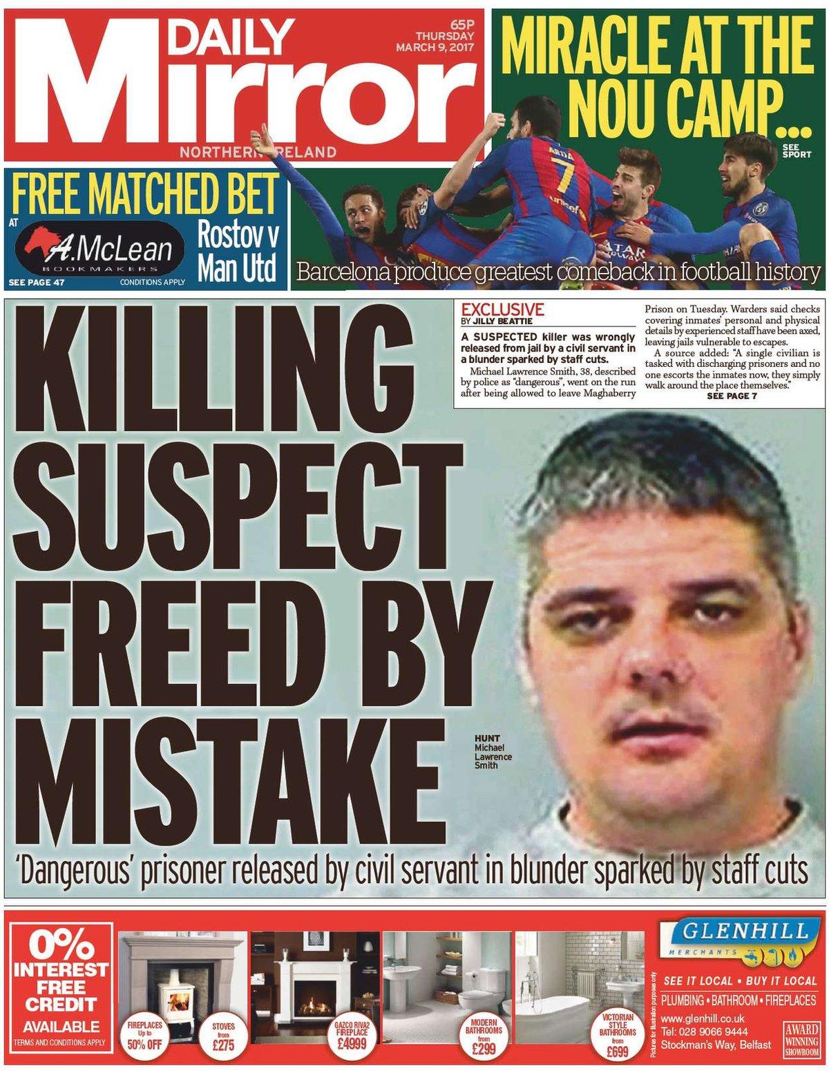 Front page of The Daily Mirror