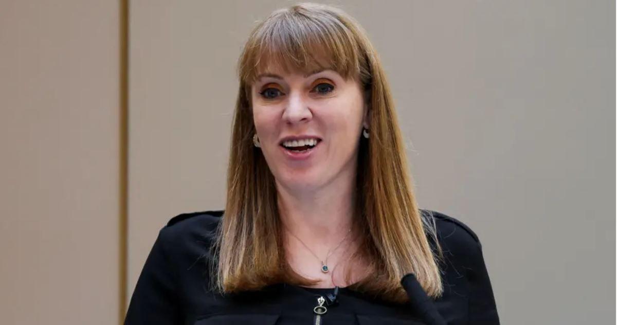 Deputy Prime Minister Angela Rayner wearing a black top and a necklace