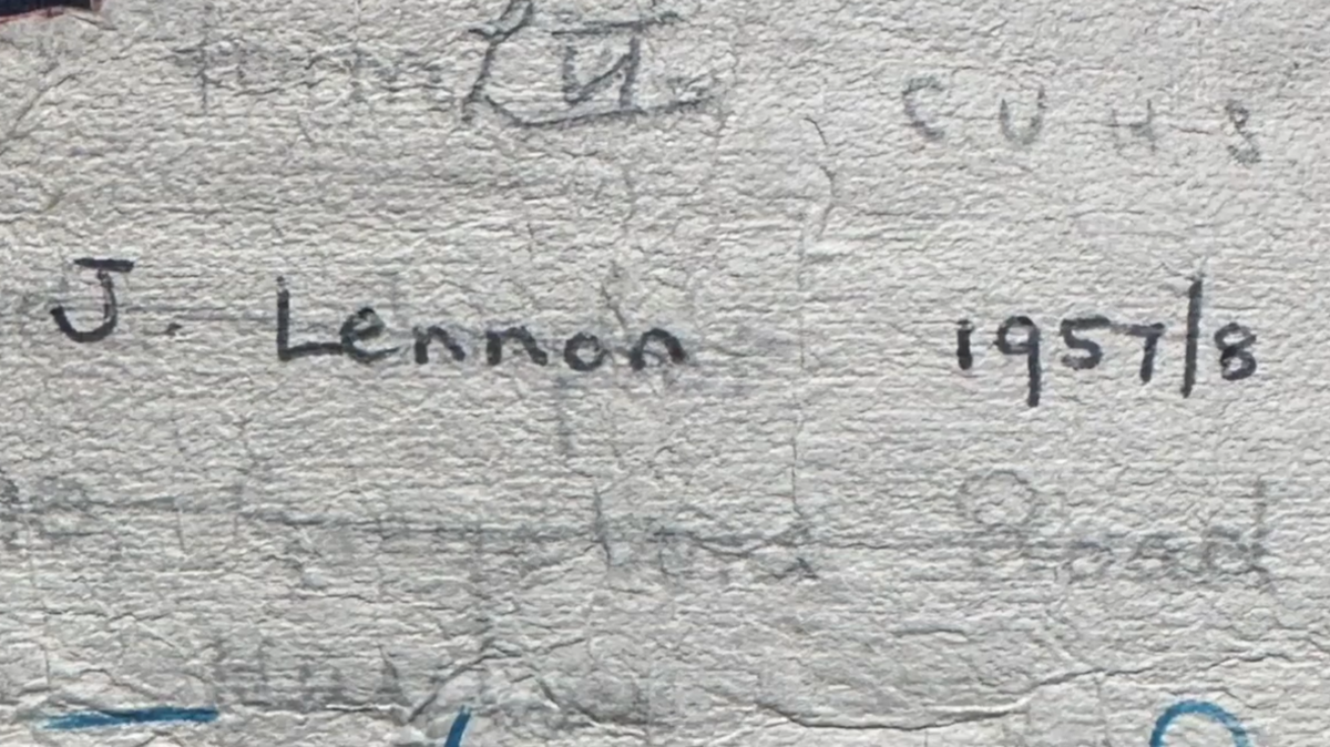 J. Lennon 1957/8 written on paper.