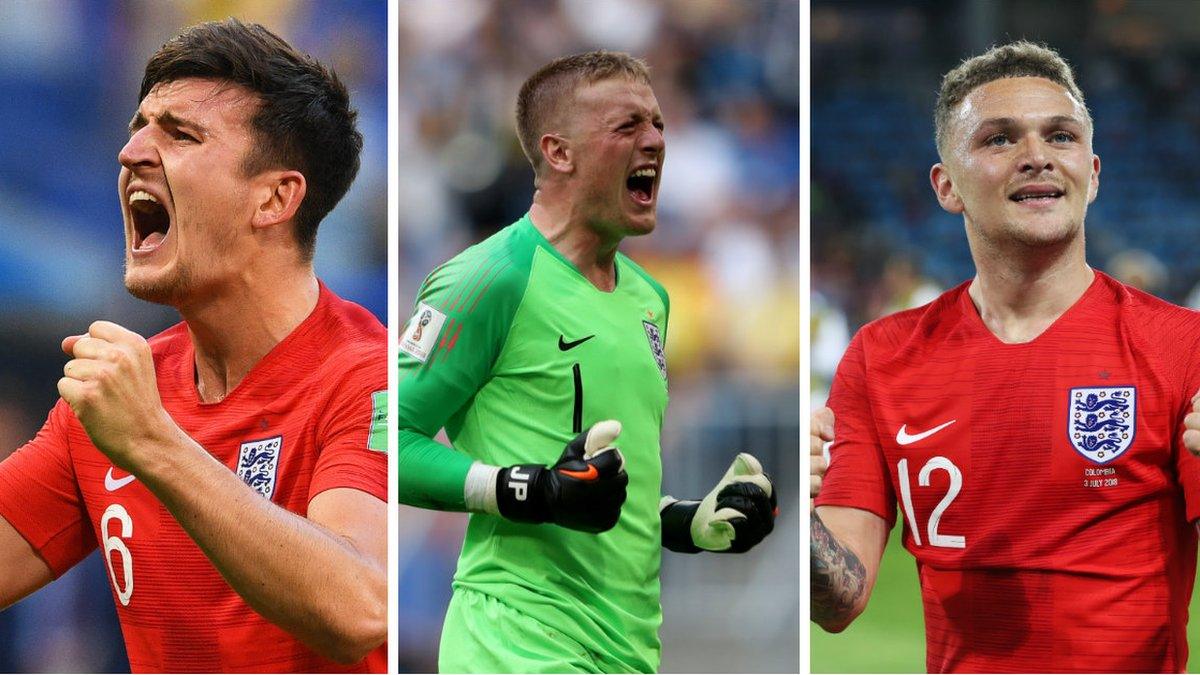 Harry Maguire, Jordan Pickford and Kieran Trippier