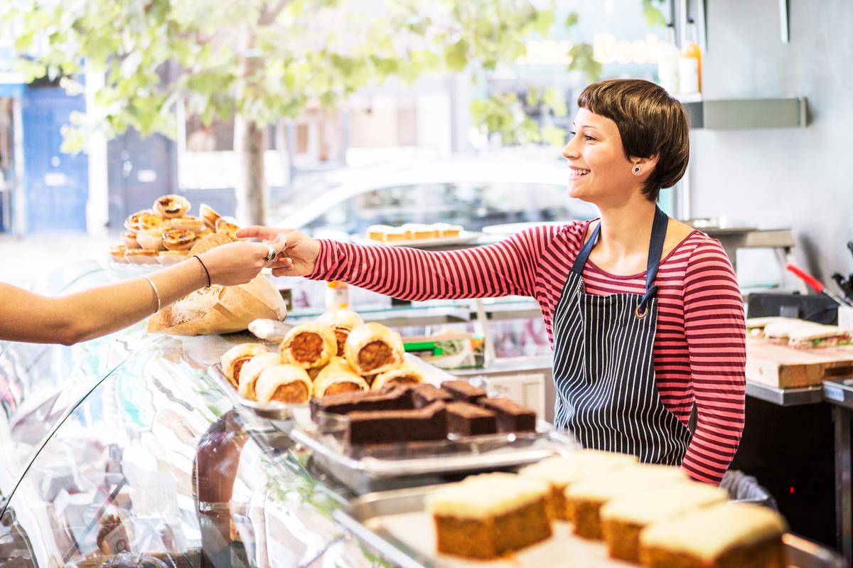 Woman in a delicatessen