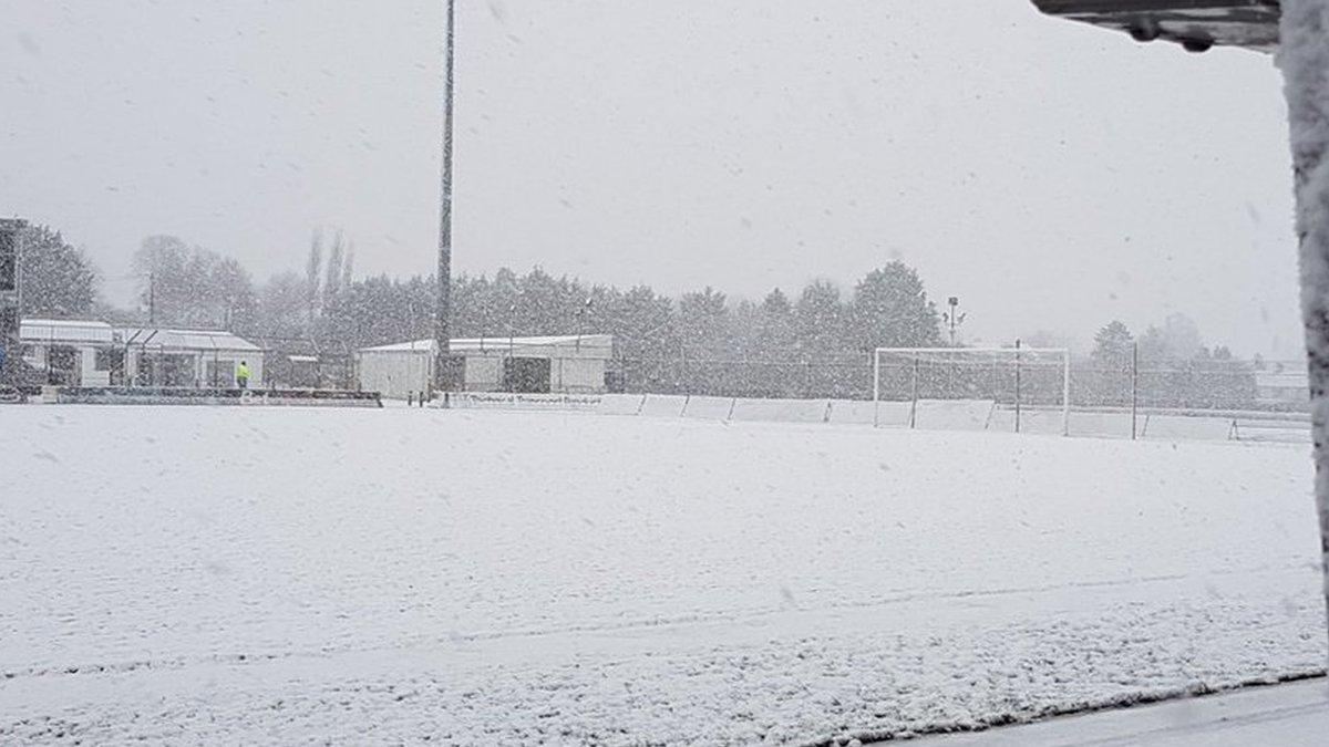 Ballymena Showgrounds was covered in snow