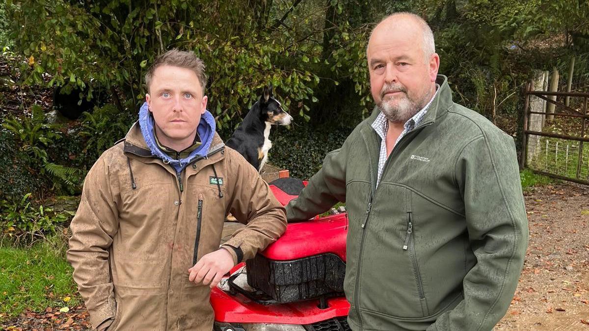 Jacob Anthony and his father Peter at their farm near Tondu, Bridgend.