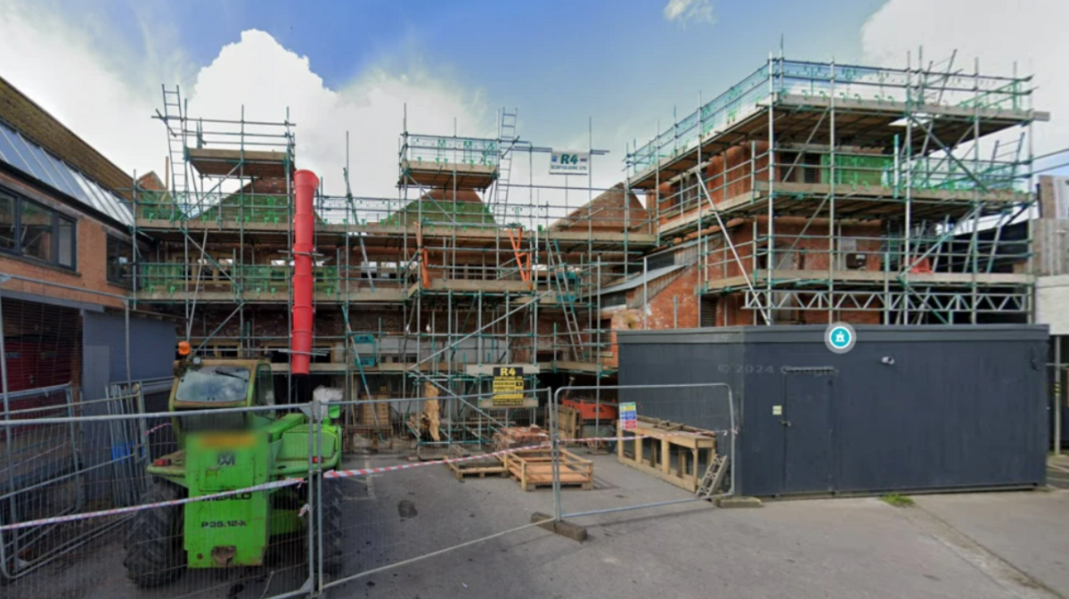 The Life Factory building mid-build surrounded by scaffolding