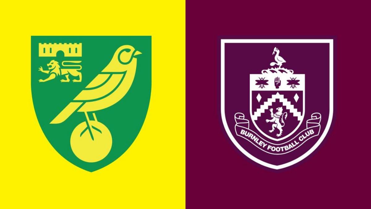 The crests of Norwich City and Burnley