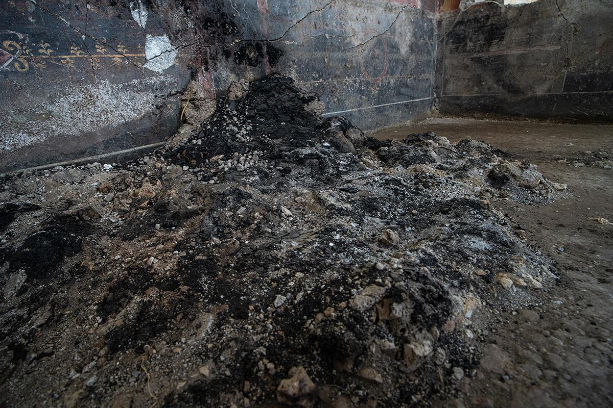 Remains of a bed at Pompeii - barely recognisable as a bed