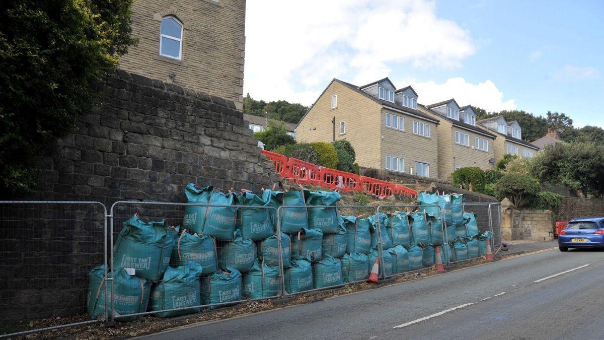 Wall that was damaged in storm