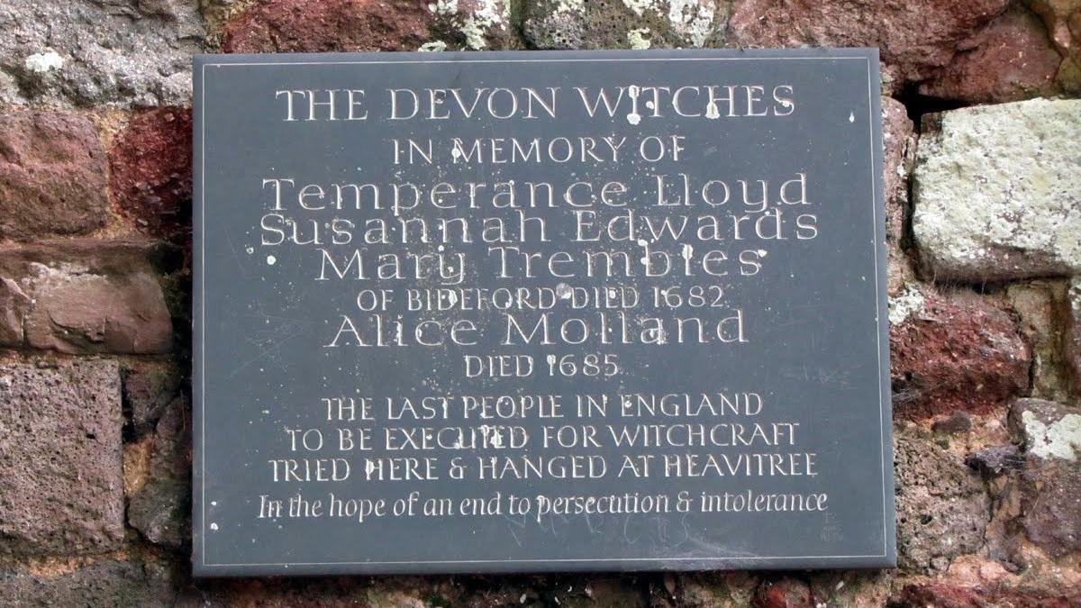 Undated handout photo issued by the University of Southampton of a memorial plaque for the last people in England to be executed for witchcraft.