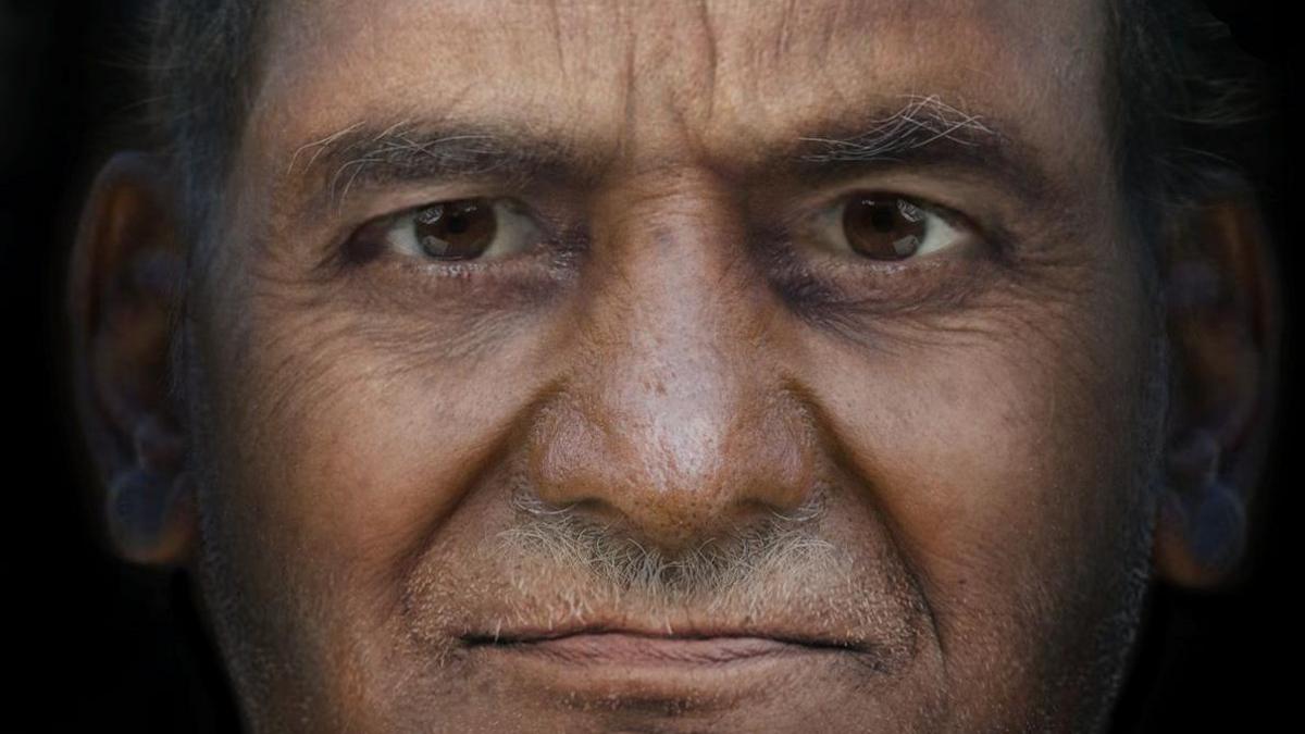A digital portrait of one of the skulls excavated from Kondagai, Tamil Nadu, India.