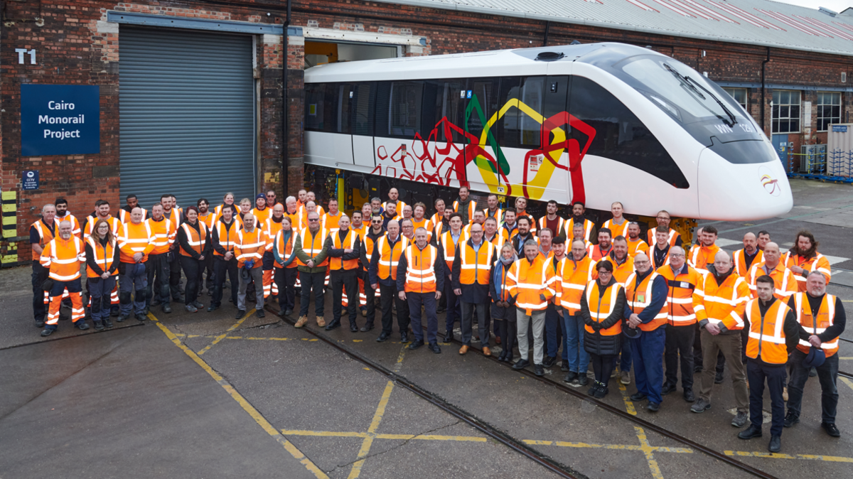 Alstom's Derby team with the final Cairo Monorail car