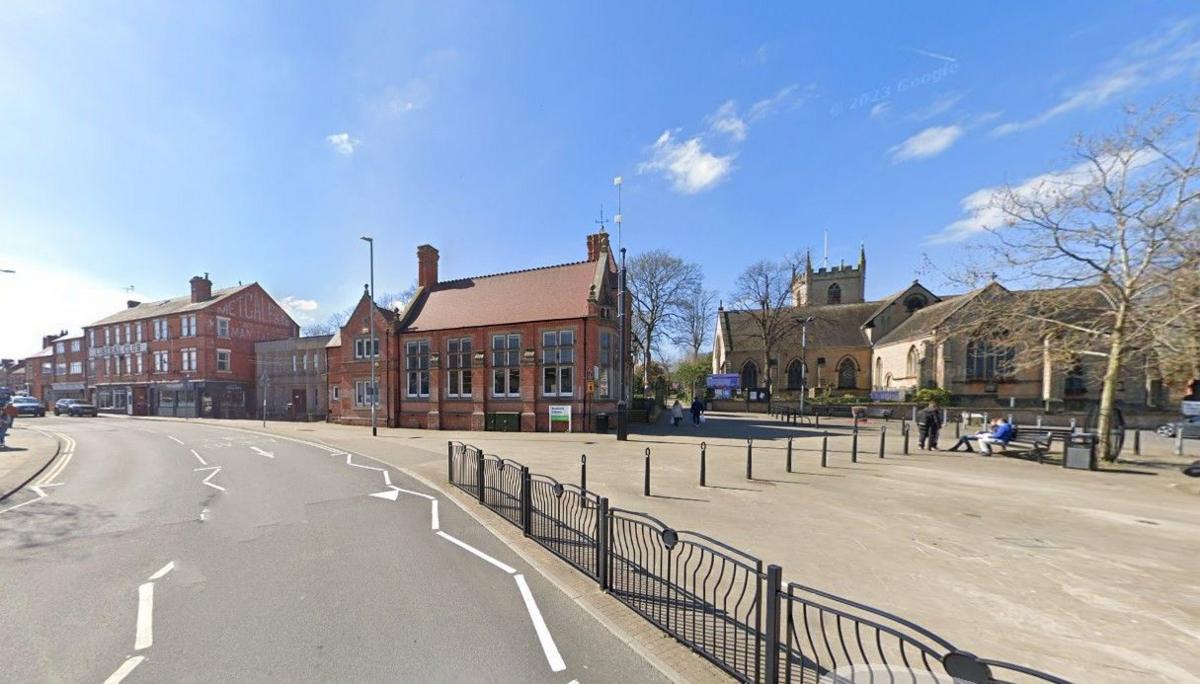 A Google Streetview capture of Hucknall town centre