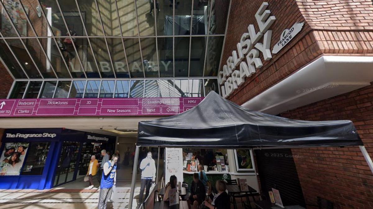 A general view of the entrance to Carlisle Library inside The Lanes shopping centre.